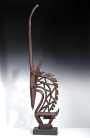 African Wood Bamana Chi Ware Male 46" Headdress Mali