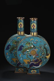 Bronze Cloisonne Carved Flower and Lion Pattern Vase