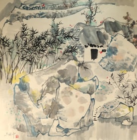 Chinese Drawing Landscape Painting,Wu Guanzhong Mark