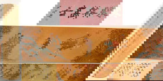 Chinese Drawing Character Story Hand Scroll,Liu Songnian Mark