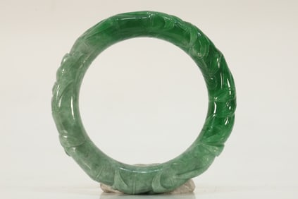 Jadeite Carved Bamboo Pattern Bangle