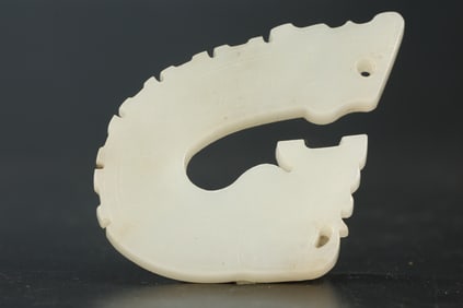 Jade Carved Dragon Shape Bi