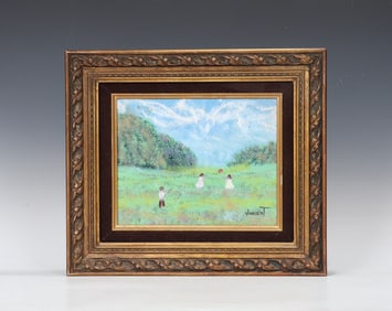 Kids Playing Enamel On Copper By Vincent