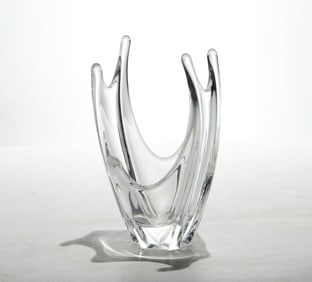 Mid Century French Art Crystal Vase By Daum Signed