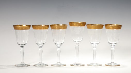 6 Water Rambler Rose Tiffin Gold Rim Glasses
