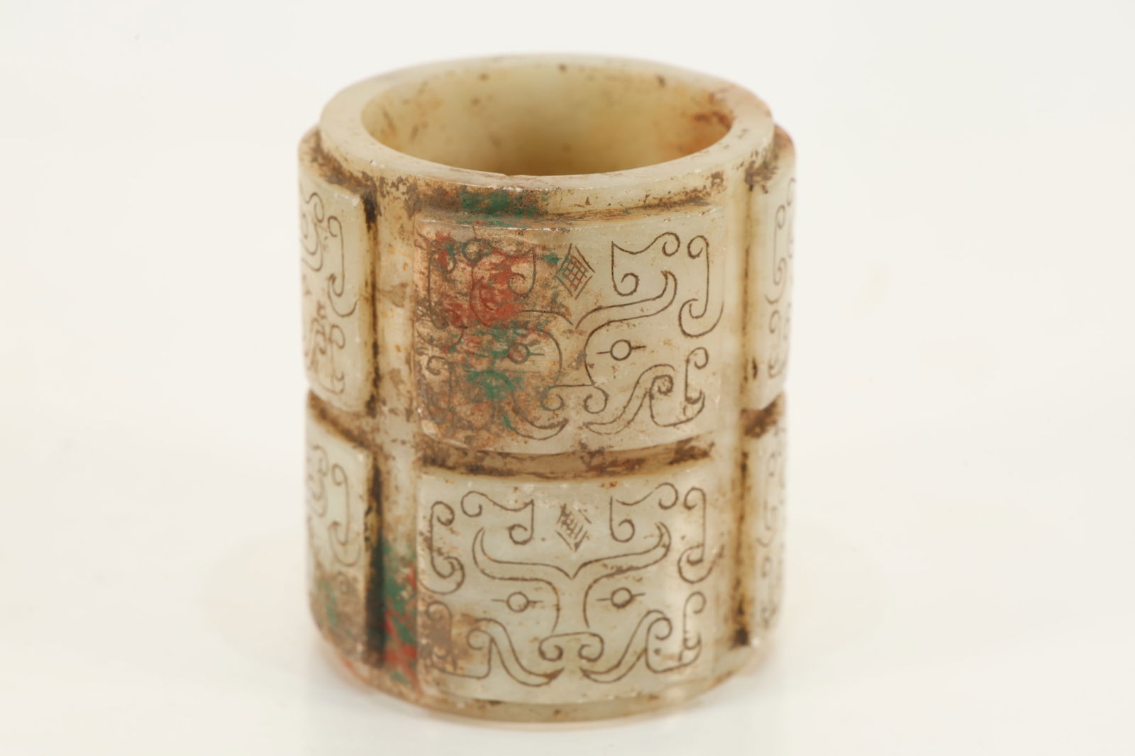 Jade Carved Beast Face Pattern Cong Ornament (1 of 7)