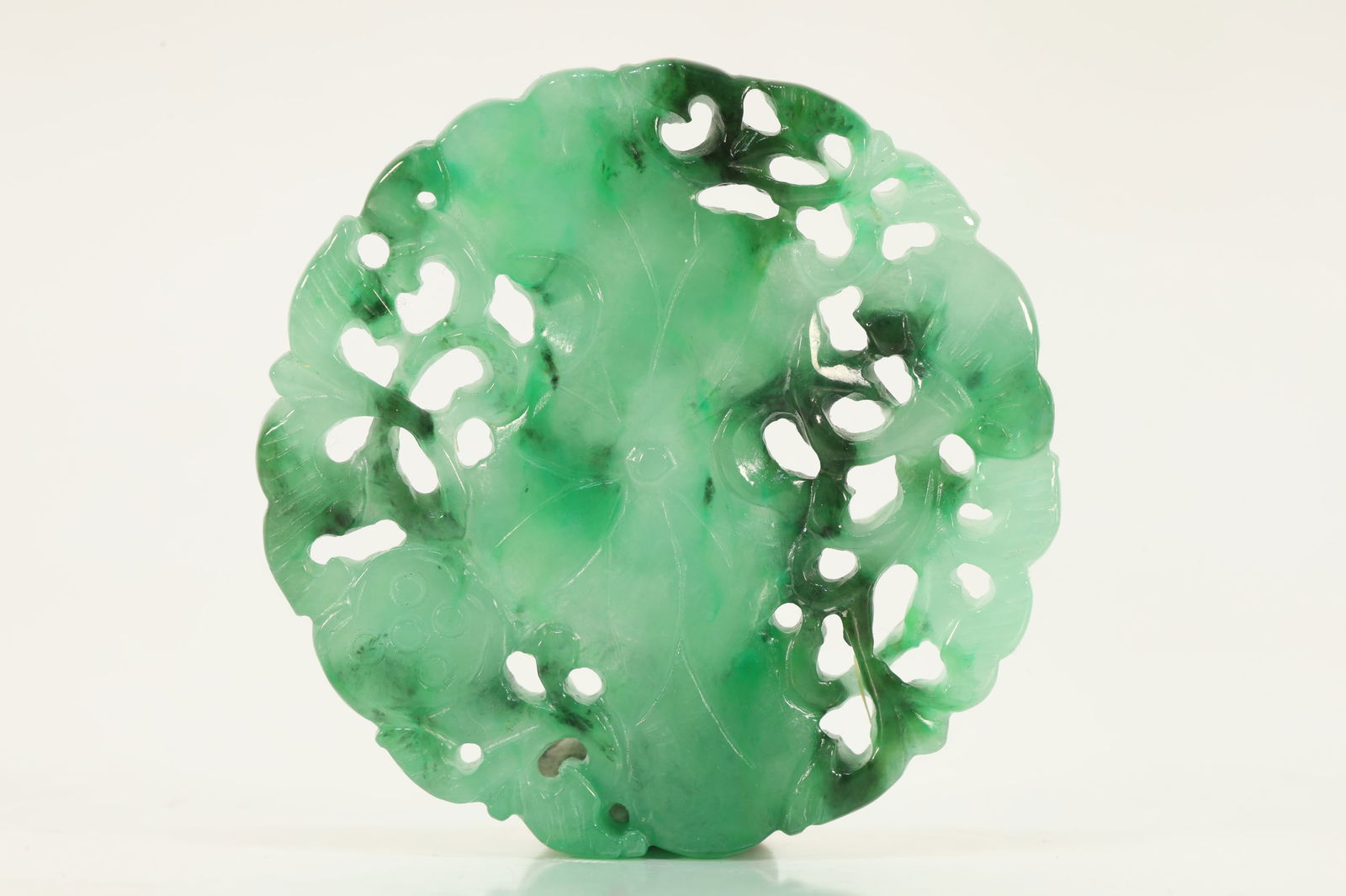 Jadeite Carved Lotus Flower Pattern Pendant (1 of 4)