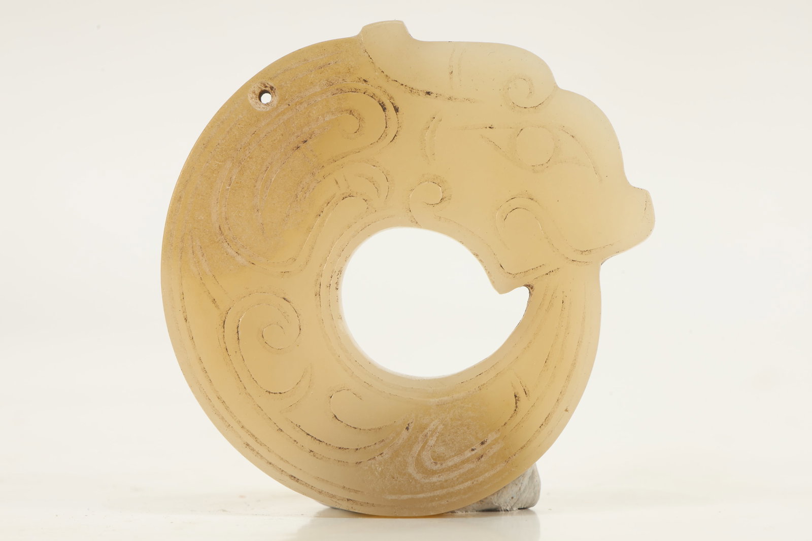 Jade Carved Dragon Shape Bi (1 of 4)