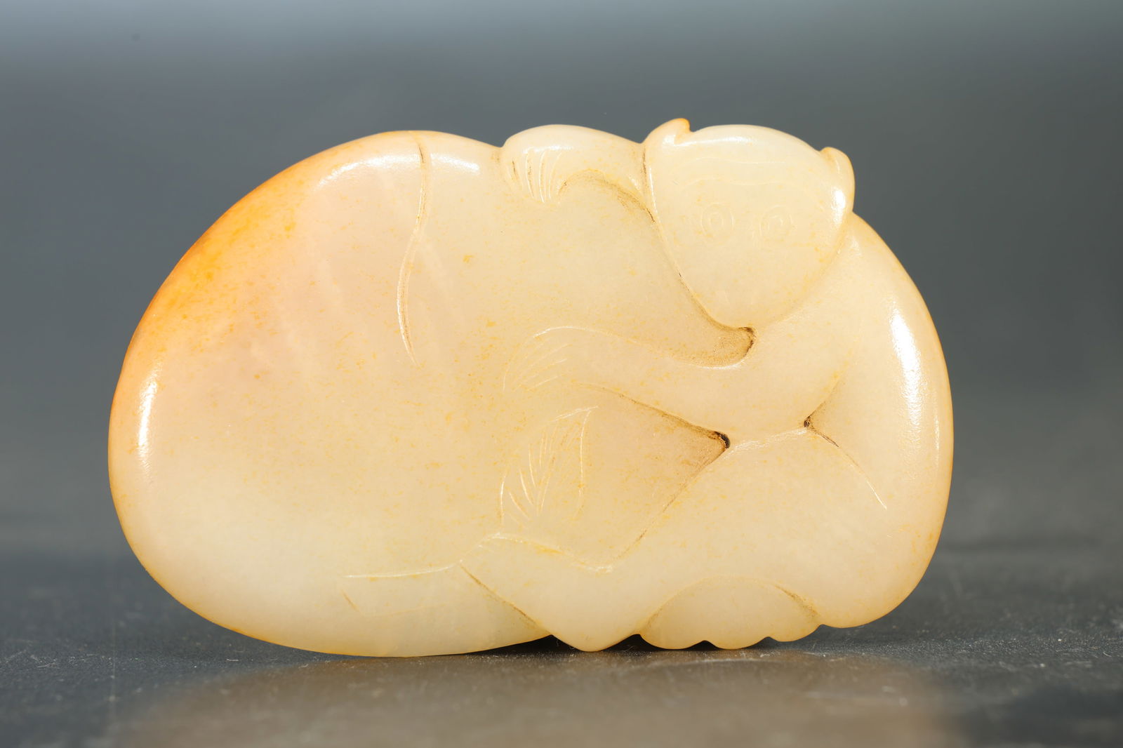 Jade Carved Monkey and Peach Shape Ornament (1 of 4)
