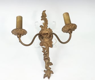 Vintage French Rococo Style Brass Wall Lamp