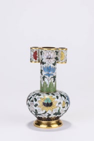 Chinese Bronze Cloisonne Flower Pattern Vase