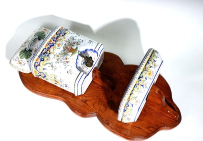 Italian White Terracotta Ceramic Garden Wall Fountain Deco