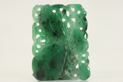 Jadeite Carved Lotus Flower Pattern Pendant