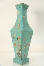 Famille Rose Flower and Bird Pattern Porcelain Vase