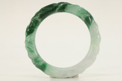 Jadeite Carved Bamboo Pattern Bangle