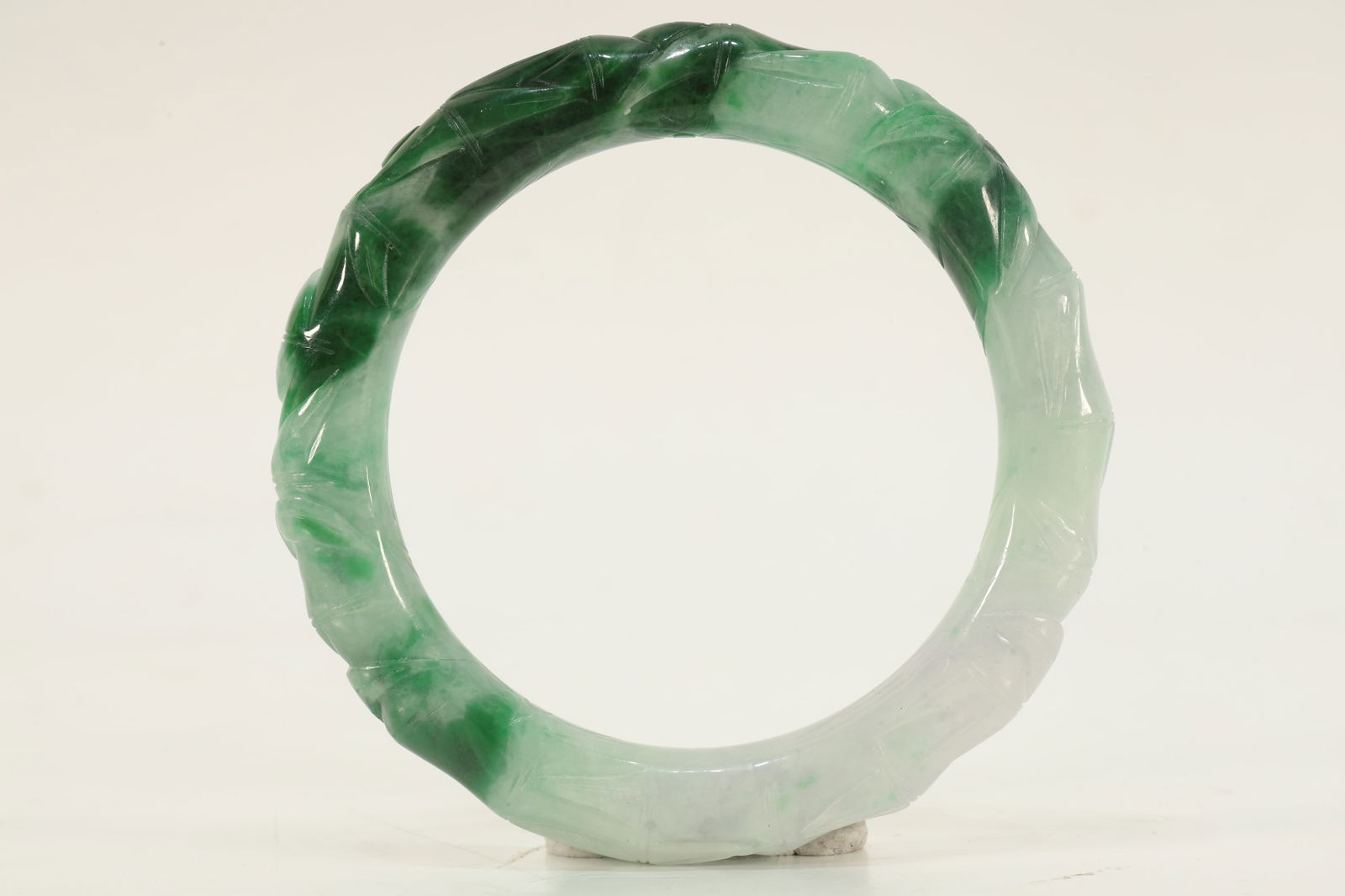 Jadeite Carved Bamboo Pattern Bangle (1 of 4)