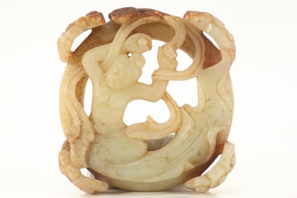 Jade Carved Flying Beauty Ornament