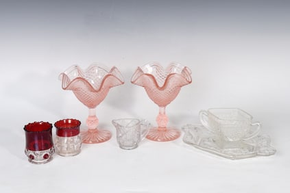 Vintage Assorted Red & Pink Glassware Decor