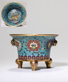 Chinese Bronze Cloisonne Flower Pattern Burner