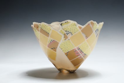 Bright Color Ceramic Art Bowl Artist Signed