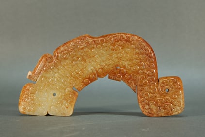 Jade Carved Dragon Shape Bi