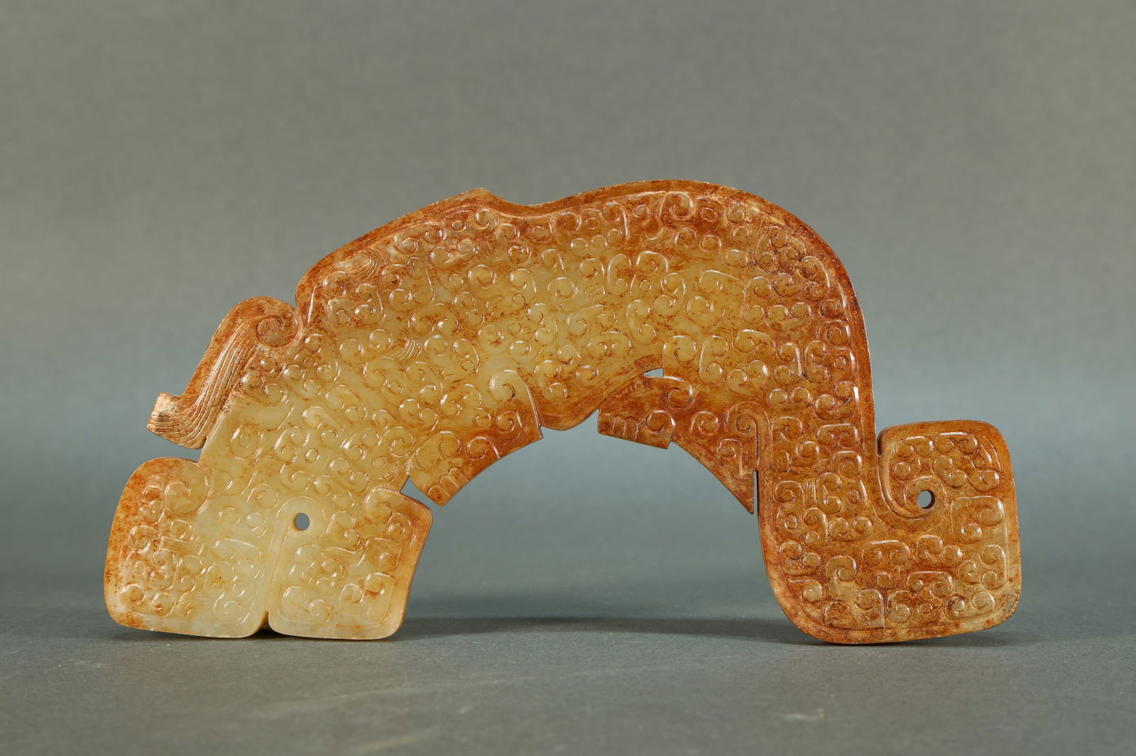 Jade Carved Dragon Shape Bi (1 of 9)