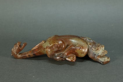 Jade Carved Dragon Shape Belt Hook