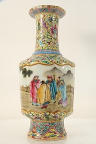 Famille Rose Character Story Pattern Porcelain Vase