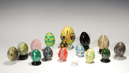 Collection Of 16 Decorative Eggs Including Some Of Important