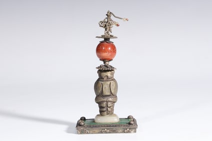 Chinese Child with Agate Ball Bronze Ornament