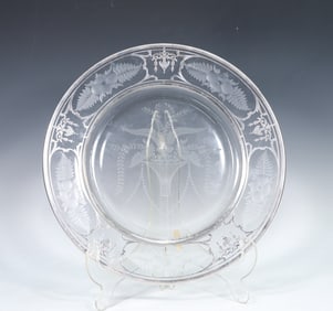 Glass With Silver Overlay And Trim Plate