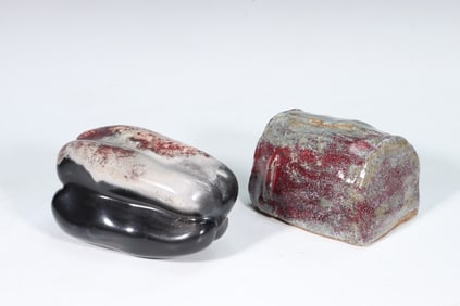 Glazed Ceramic Mail Box And Ceramic Art Ornament Artist Signed "Yu Mei"