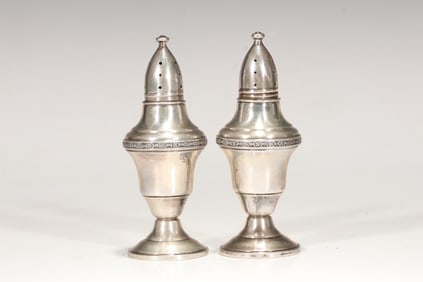 Pair Of Sterling Columbia Weighted Salt & Pepper Shakers