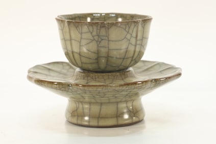 Guan Ware Porcelain Cup and Plate