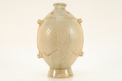 White Glazed Carved Fish Shape Porcelain Vase