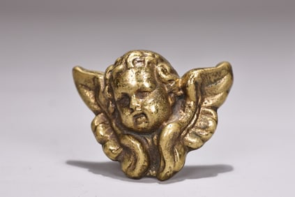 Vintage Brass Cherub Angel Wall Decoration