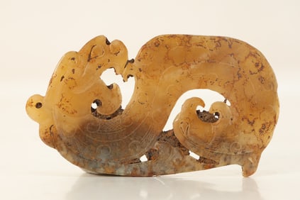 Jade Carved Dragon Shape Bi