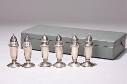 Sterling Silver Six Of Salt Shaker Weighted Bottom Boxed