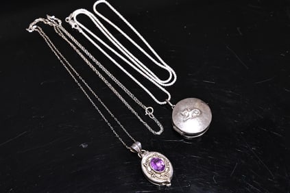 Two Of Locket Sterling Silver Necklaces