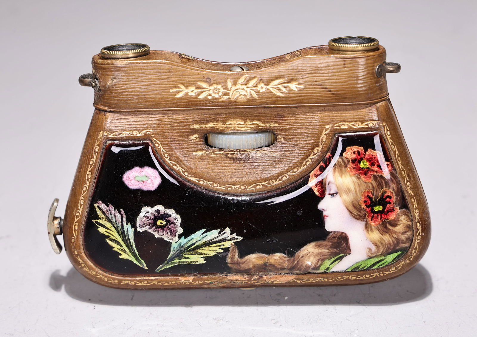 Art Nouveau Enamel Brass And Leather Opera Glasses (1 of 6)