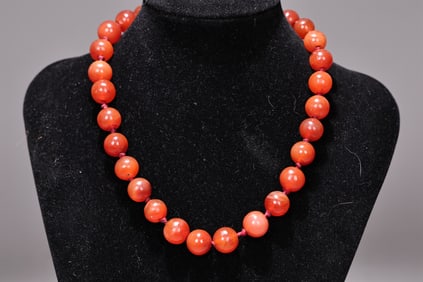 Victorian Red Carnelian Bead Necklace