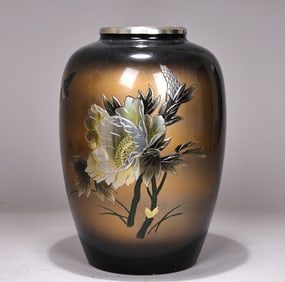 Japanese Enameled Flower Pattern Vase