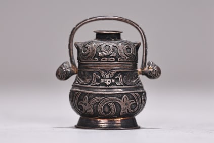 Chinese Silver Beast Face Pattern You Miniature