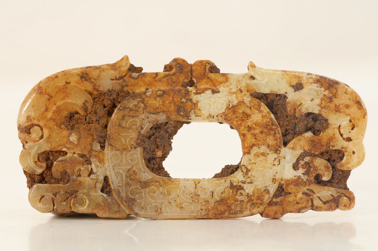 Jade Carved Dragon Shape Bi (1 of 4)