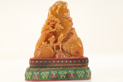 Shoushan Tianhuang Carved Landscape and Character Story Ornament