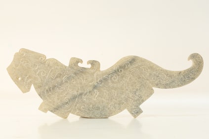 Jade Carved Dragon Shape Bi