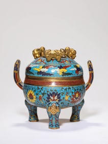 Chinese Bronze Cloisonne Flower Pattern Lid Pot