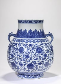 Blue and White Flower Branch Porcelain Zun