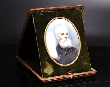 Vintage Man Portrait Painted Miniature Travel Case
