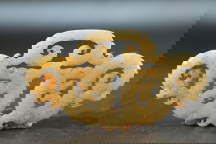 Jade Carved Dragon Shape Bi